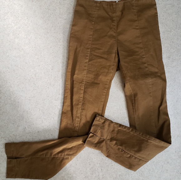 H&M camel pull-on pants jeggings with ankle slit - Picture 1 of 6